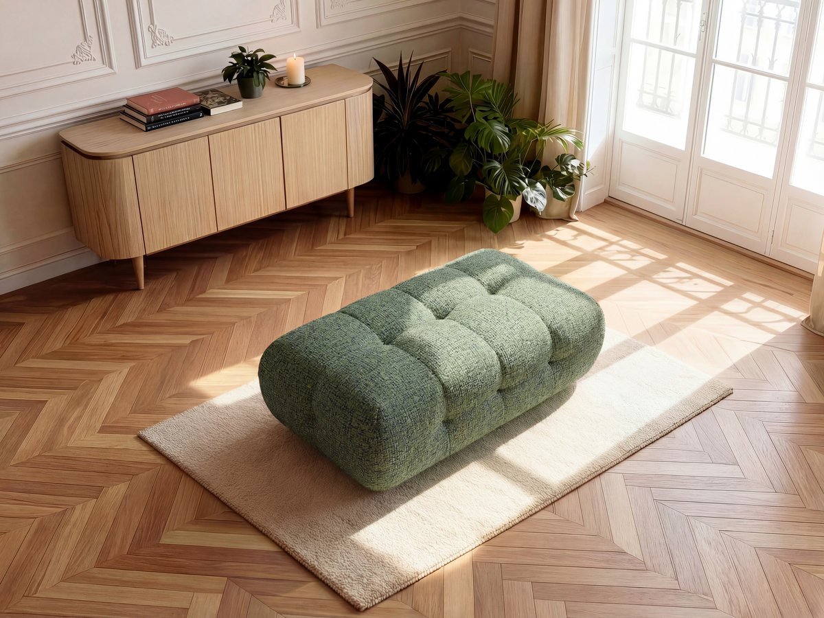 Bobochic Laura Pouf 135 × 84 cm Melange-Stoff Hellgrün