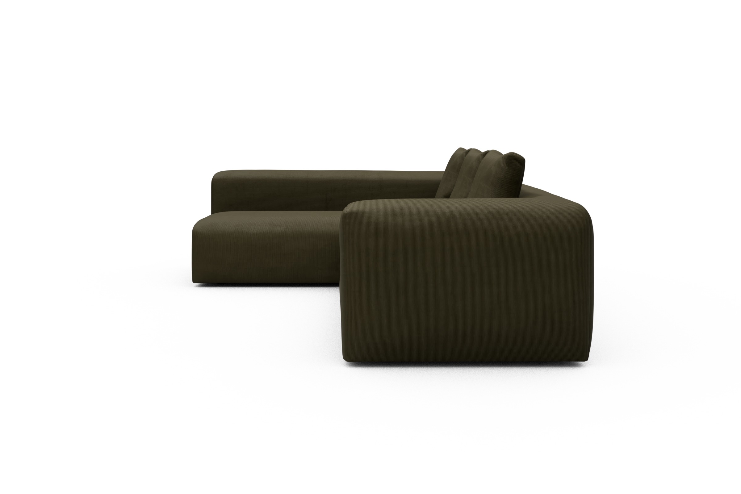 Ecksofa Fred 2x 2,5-Sitzer links offen Cordufine-Pine-Green
