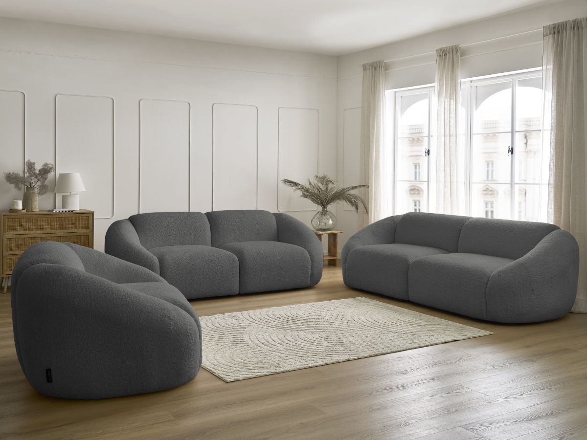 Bobochic Tina Sofa 6-Sitzer Bouclé-Stoff Dunkelgrau