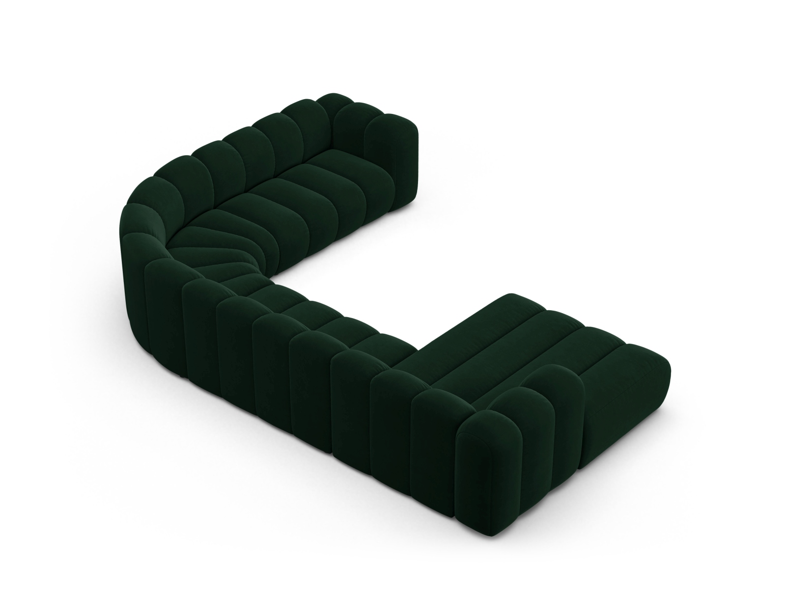 Micadoni Modulares Panorama Ecksofa Lupine 6-Sitzer Rechts Samt Salvador Flaschengrün