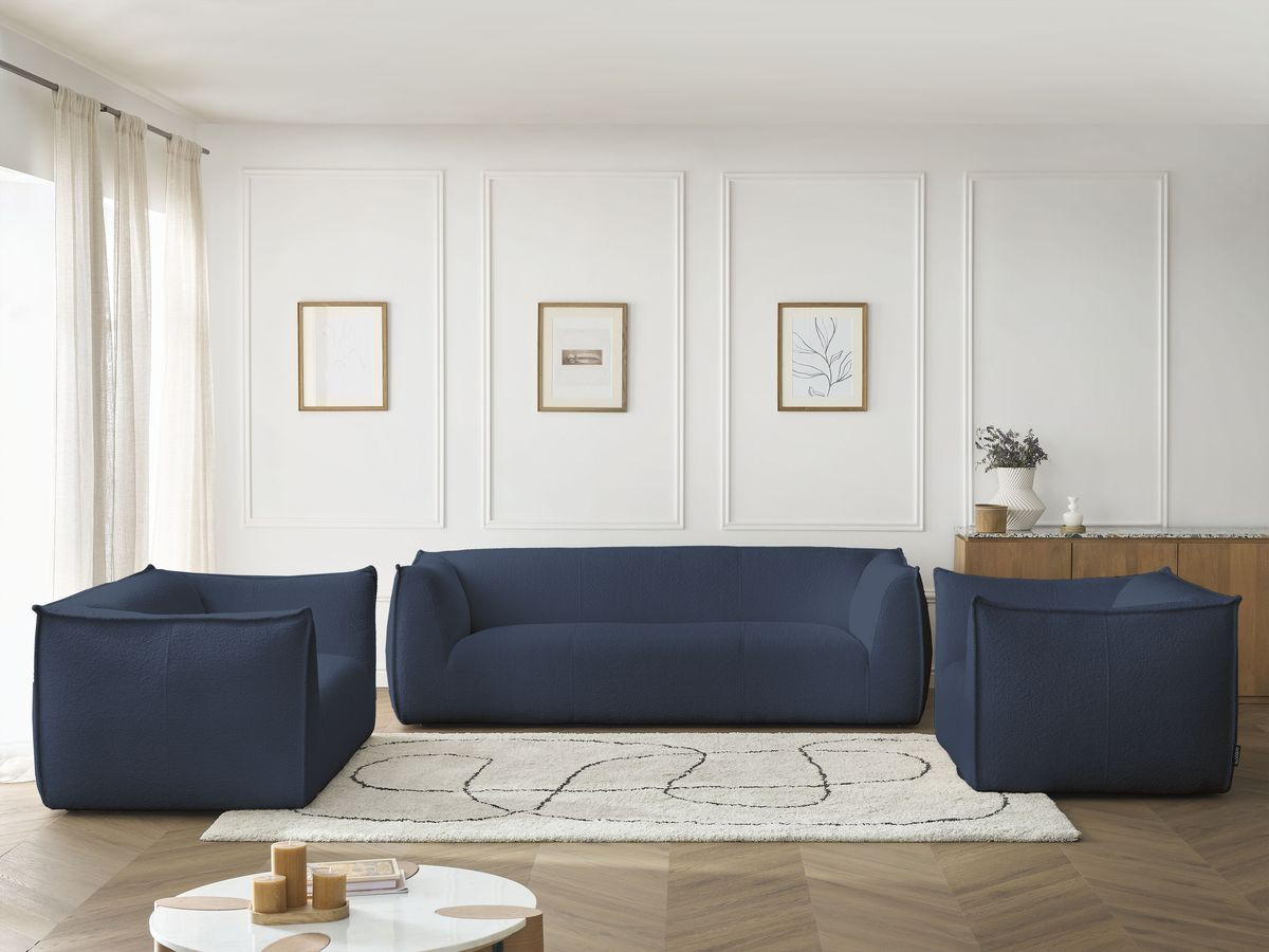 Bobochic Giorgia Sofa 5-Sitzer 534 × 100 cm Bouclé-Stoff Dunkelblau