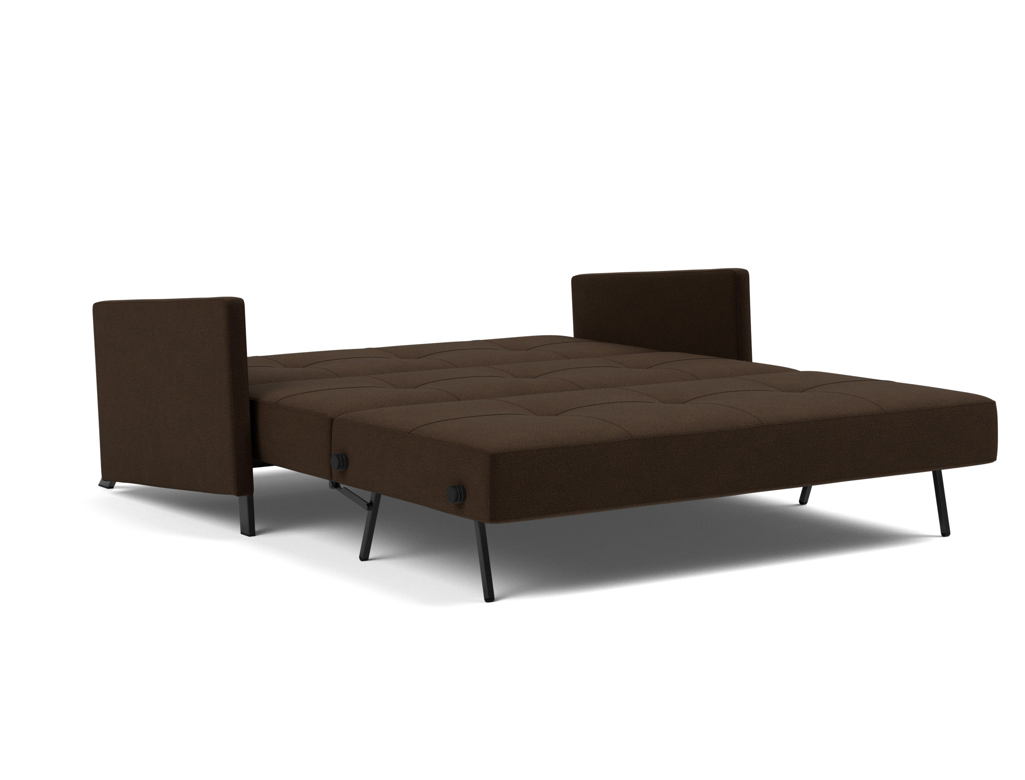 Schlafsofa Cubed mit Armlehnen 160 Strukturierter Stoff Taura 358-Chocco
