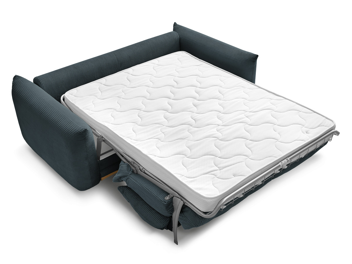 Bobochic Ernest Schlafsofa 3-Sitzer, Liegefläche 140 / 160 × 190 cm Cordsamt Dunkelblau, Liegefläche 160 × 190 cm