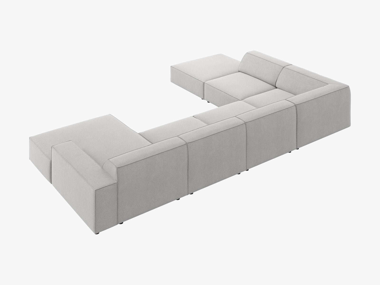 Micadoni Panorama-Ecksofa Jodie 7-Sitzer Links Strukturierter Stoff Megan Hellgrau