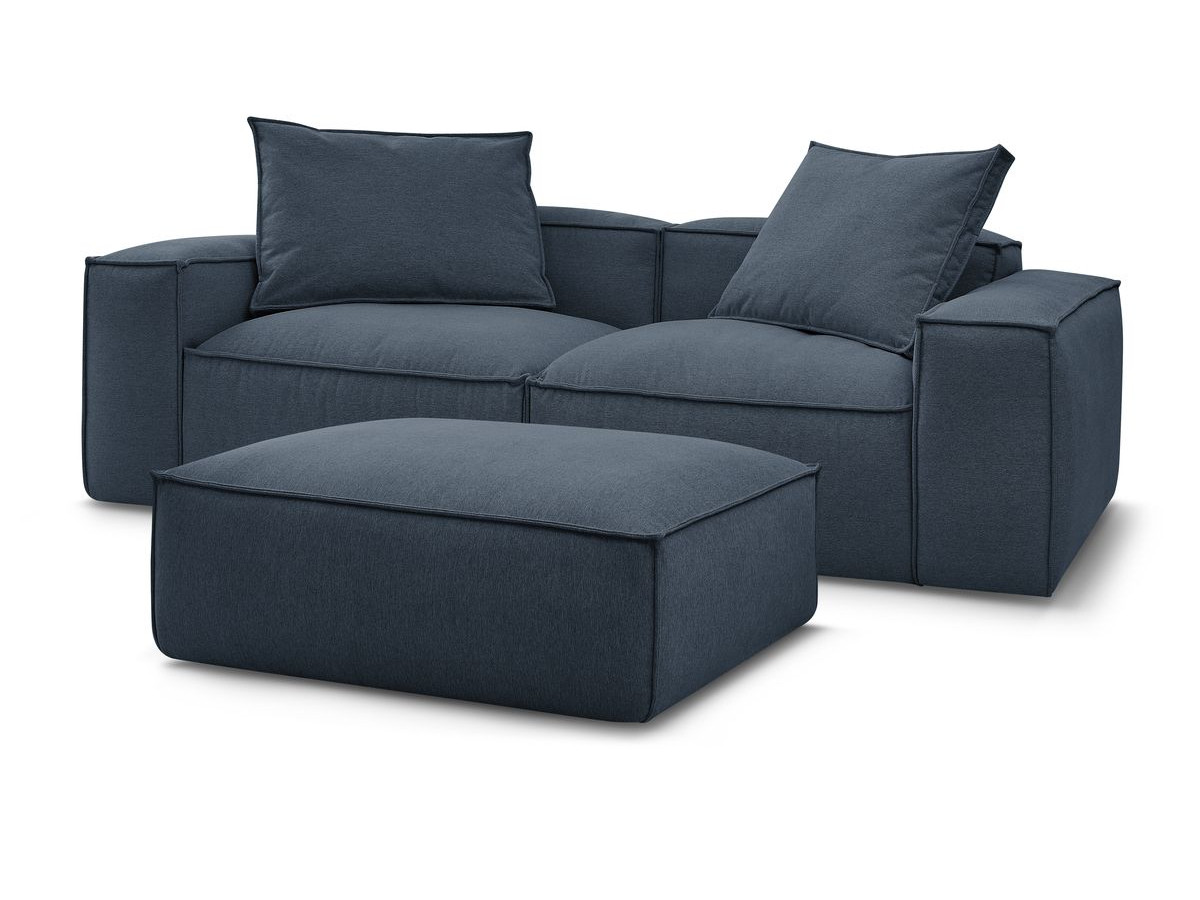 Bobochic Boheme Sofa 4-Sitzer mit Pouf Melange-Stoff Dunkelblau