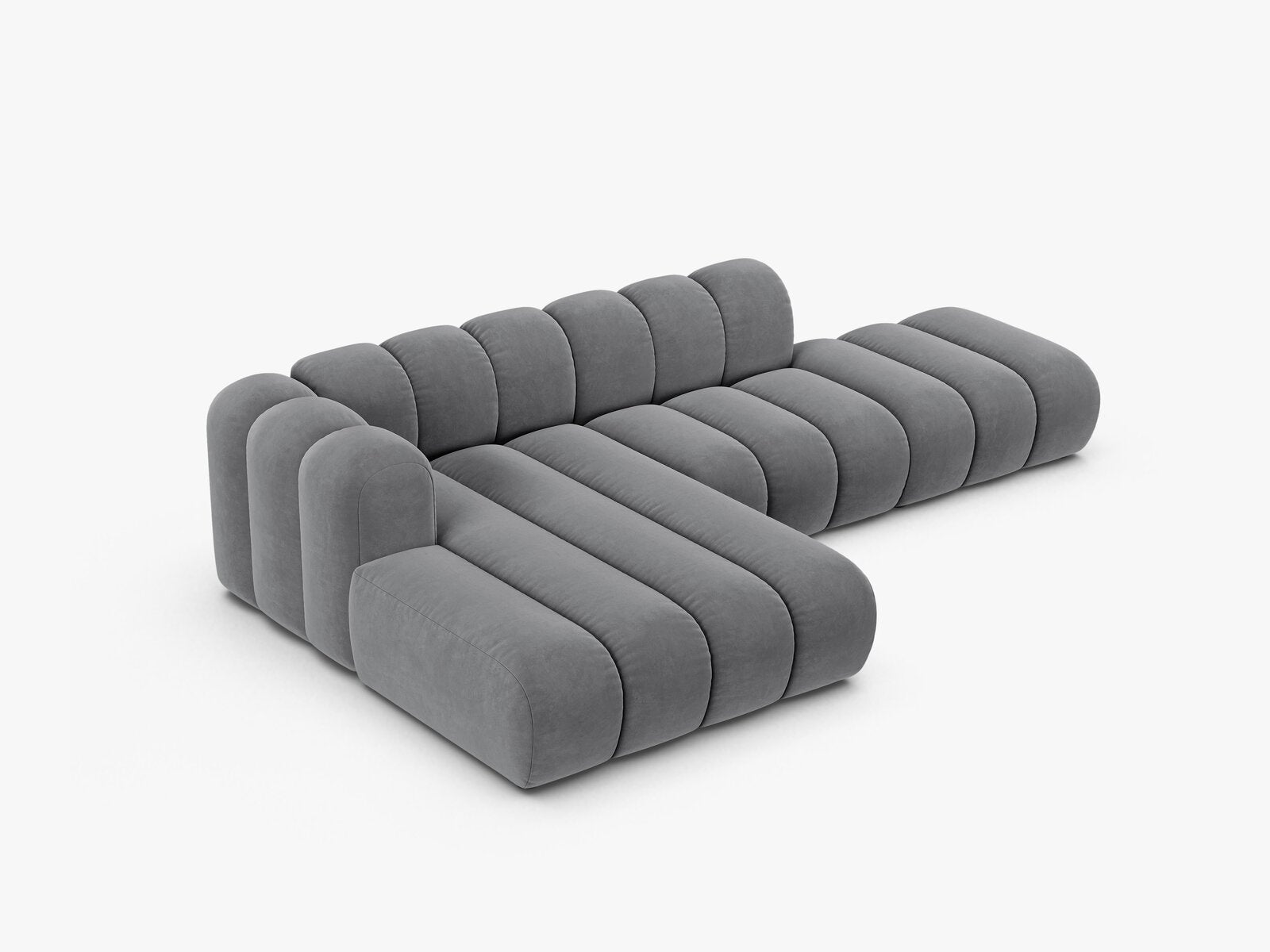 Micadoni Modulares Ecksofa offen Lupine 5-Sitzer Links Samt Salvador Grau