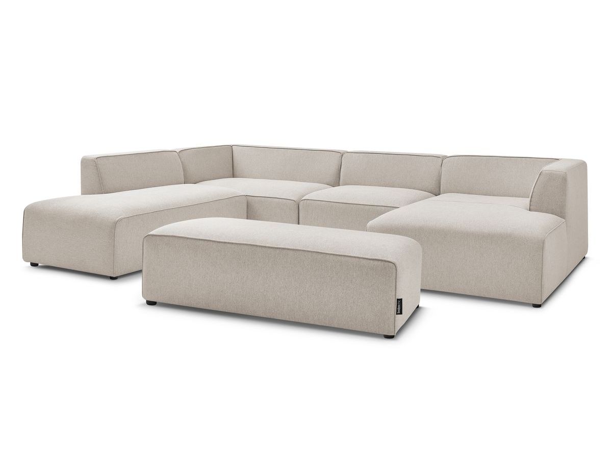 Bobochic Megeve Wohnlandschaft mit Pouf Melange-Stoff Beige Ecke rechts