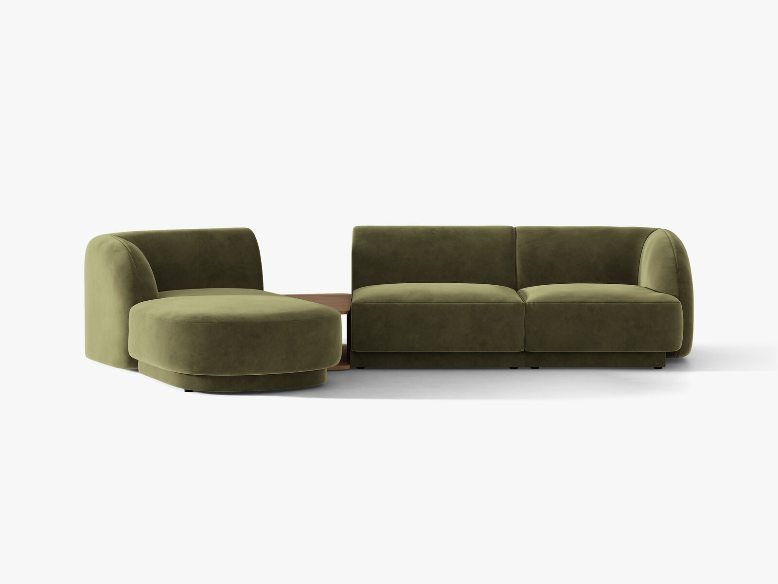 Micadoni Modulares Sofa Miley mit Recamiere 3-Sitzer Links Samt Bluvel Grün