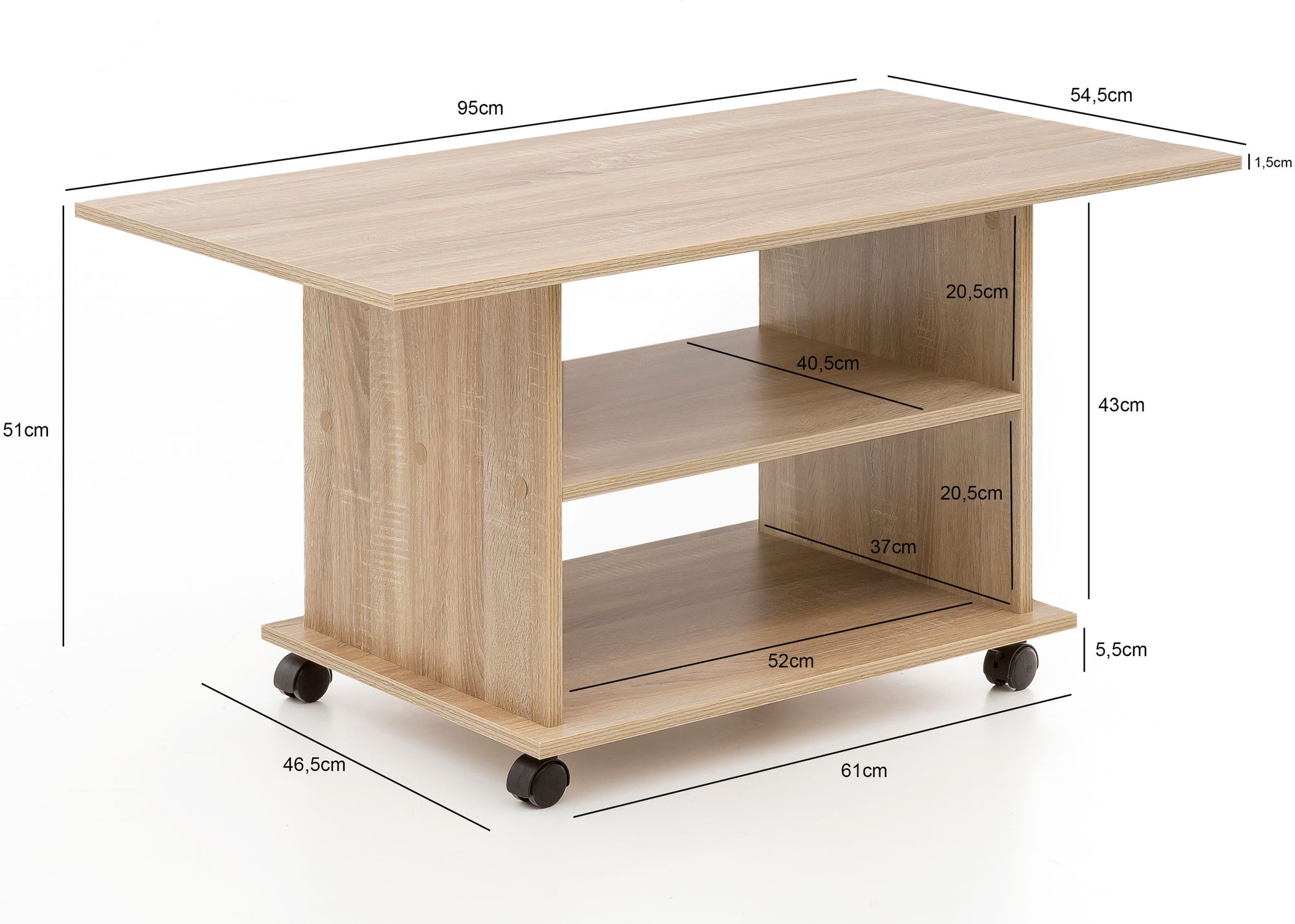 Couchtisch Fjaera Sonoma 95 × 54,5 × 51 cm
