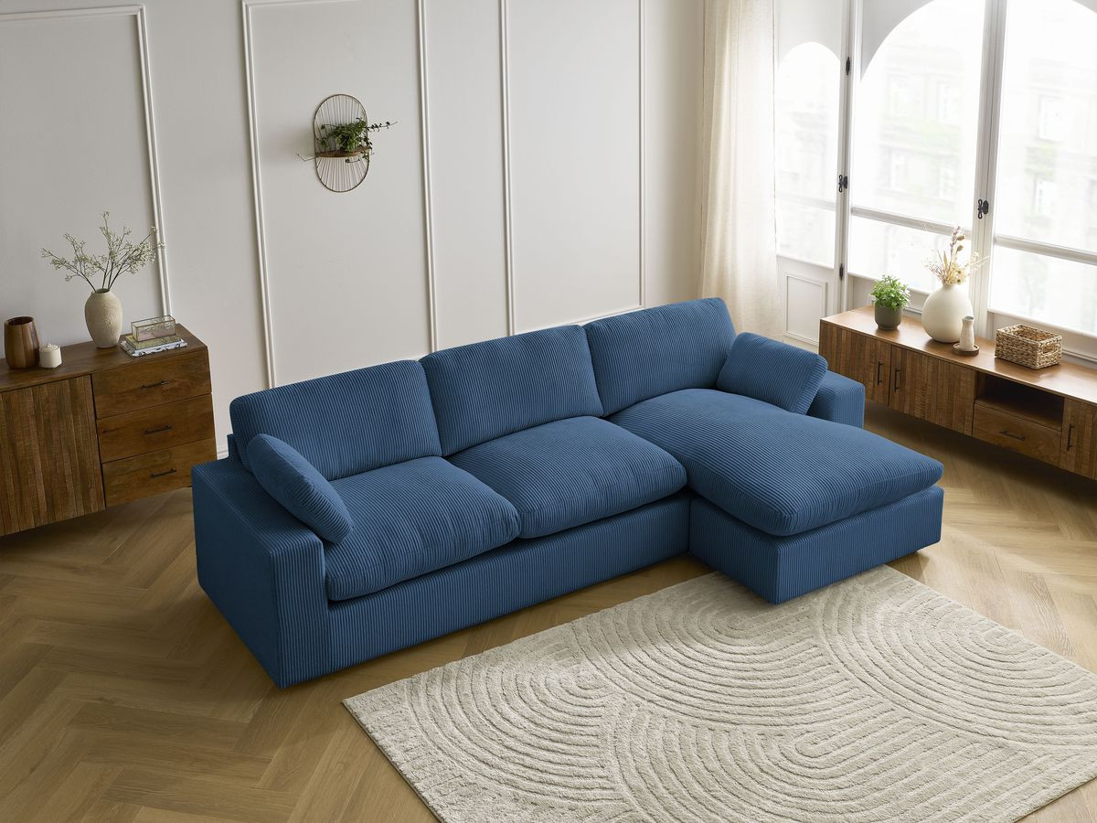 Bobochic Belair Ecksofa 280 × 139 cm Cordsamt Dunkelblau