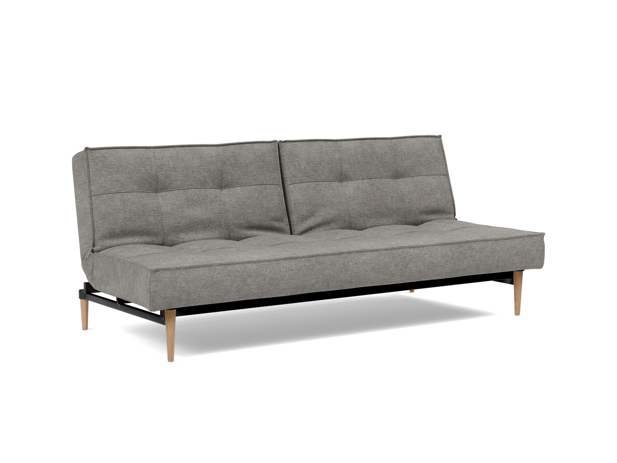 Schlafsofa Splitback Flachgewebe Avella 282-Warm-Grey Beine Styletto Eiche hell
