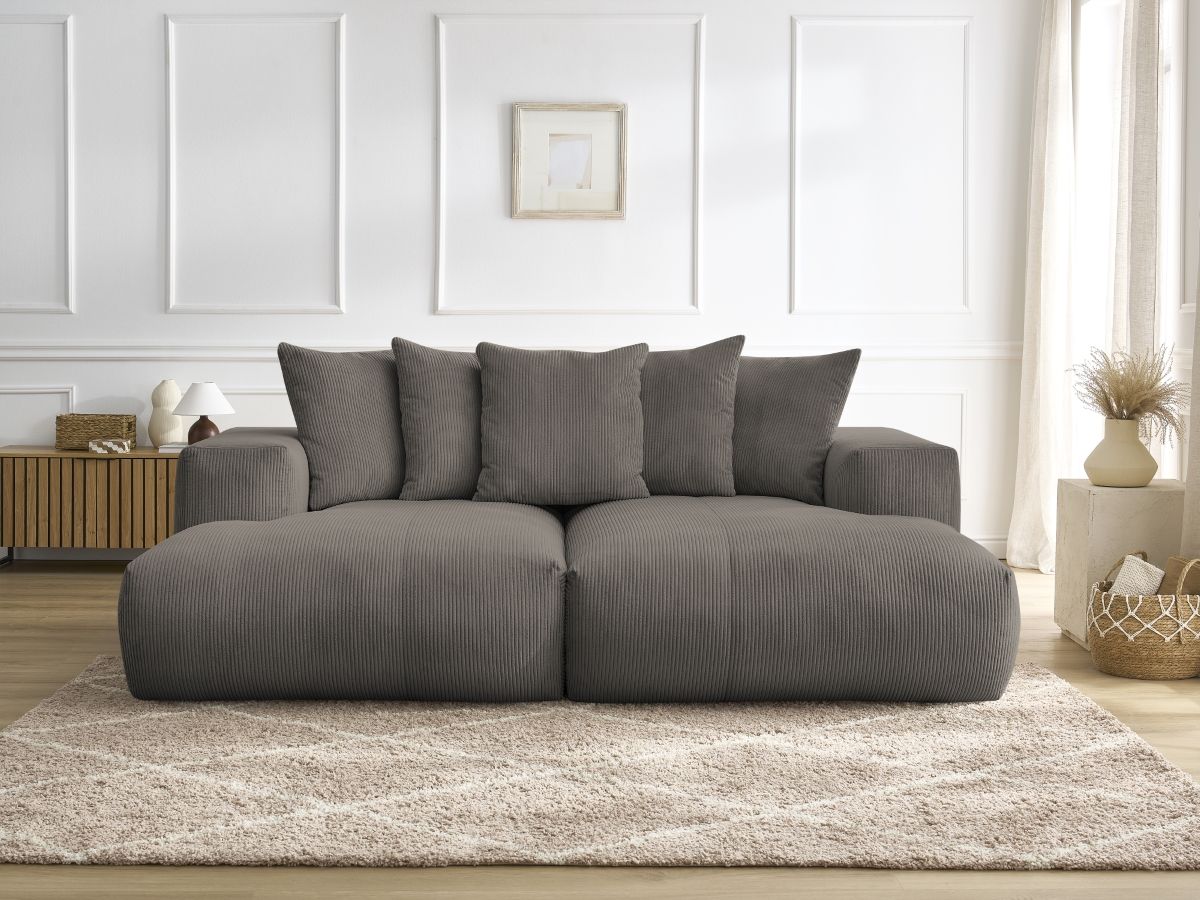 Bobochic Voltaire Sofa 4-Sitzer 248 × 170 cm Cordsamt Taupe