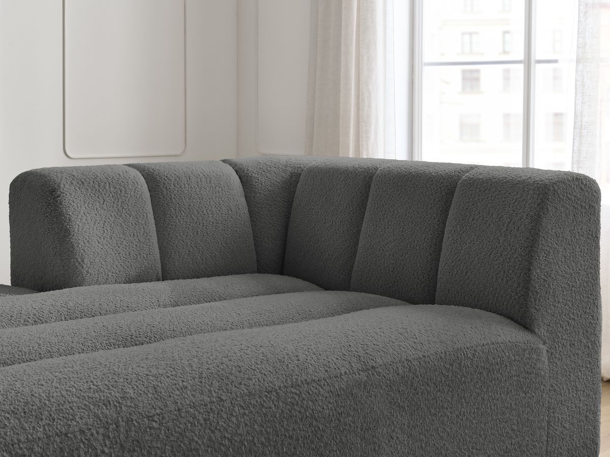 Bobochic Annecy Méridienne-Modul Bouclé-Stoff Dunkelgrau Ecke links