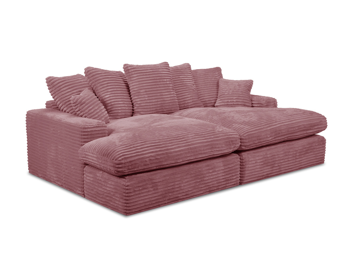 Bobochic Nevada Sofa 3-Sitzer 226 × 150 cm Breitcord weich Rosa