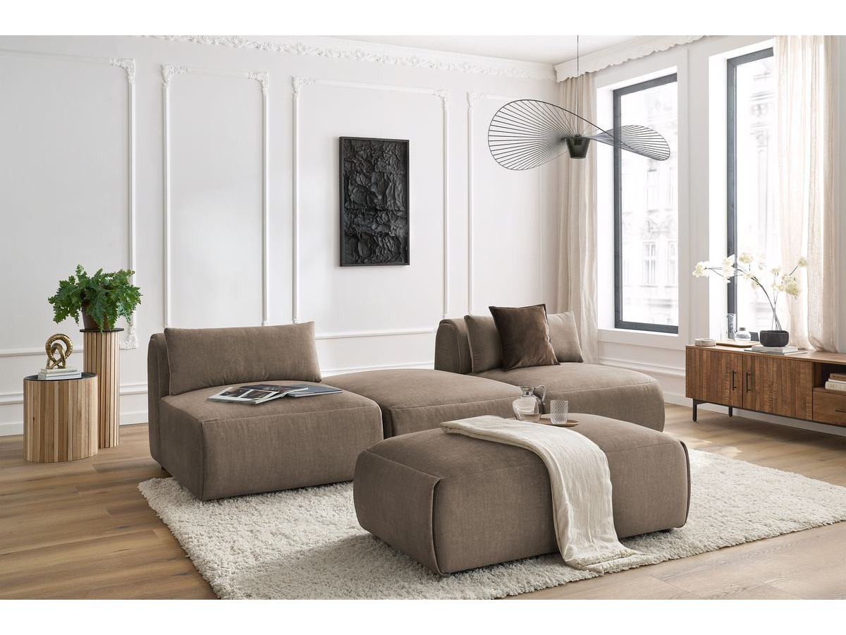 Bobochic Jeanne Sofa 4-Sitzer mit Pouf Samt Taupe