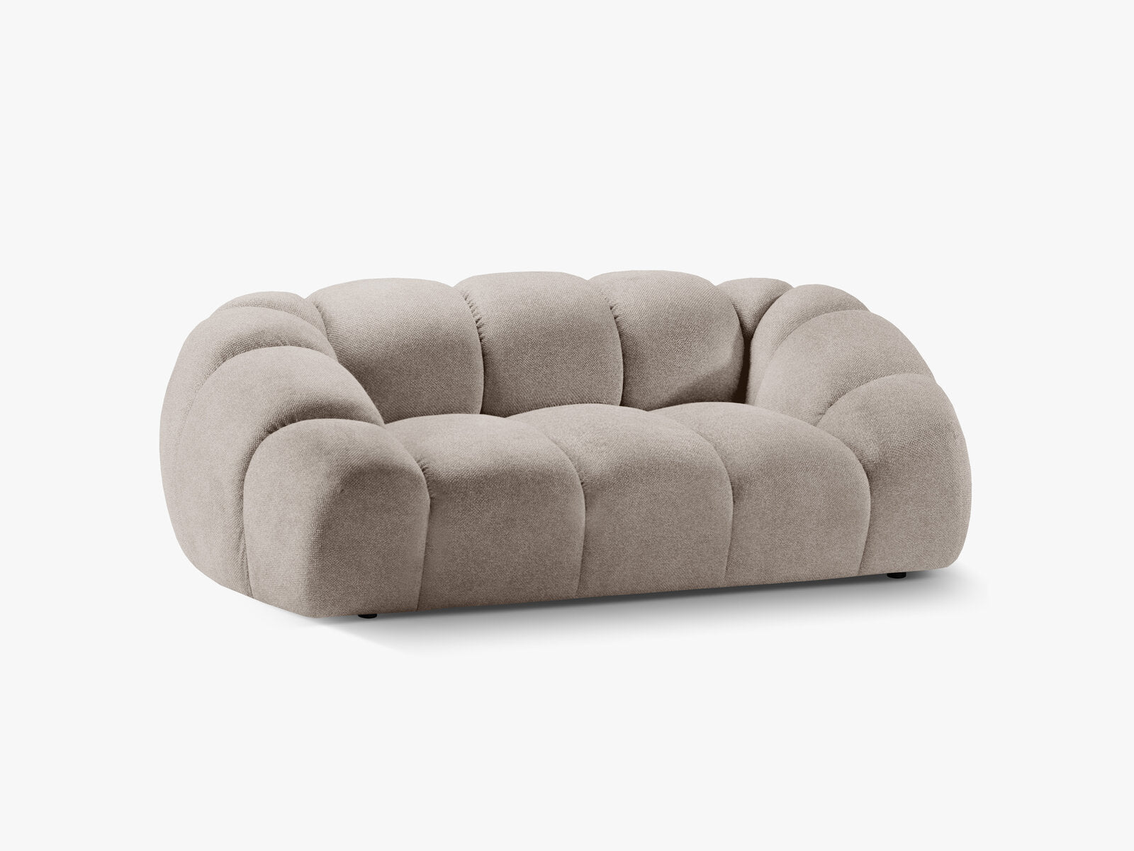 Micadoni Sofa Diana 2-Sitzer Strukturierter Samtstoff Dunkelbeige