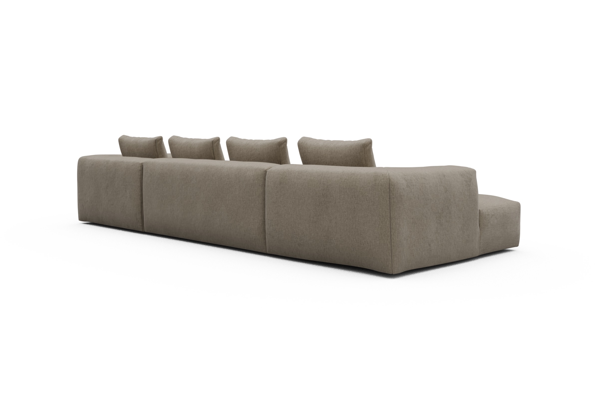 Wohnlandschaft Fred Relax-Ecke rechts mit 2-Sitzer und Chaiselongue links Samt Smooth 810-Beige