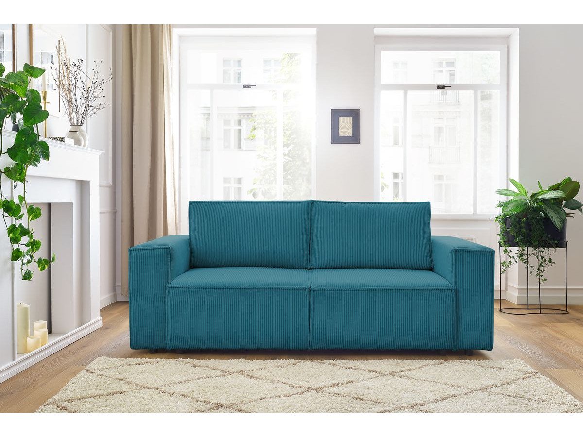 Bobochic Nihad Sofa 2-Sitzer Cordsamt Dunkelblau
