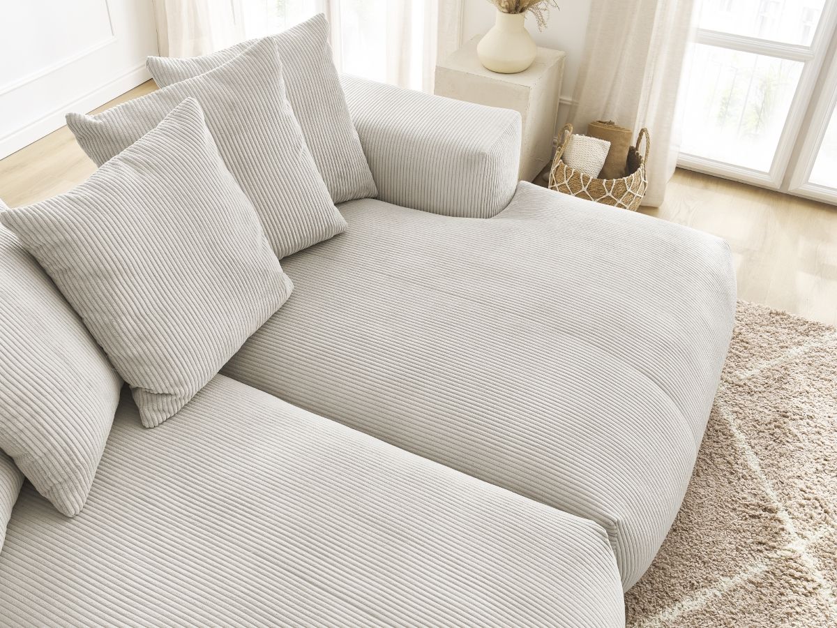 Bobochic Voltaire Sofa 4-Sitzer 248 × 170 cm Cordsamt Beige