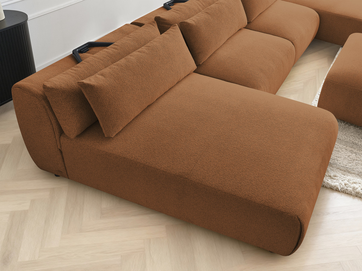 Bobochic Jana Wohnlandschaft mit kleinem Pouf Melange-Stoff Orange