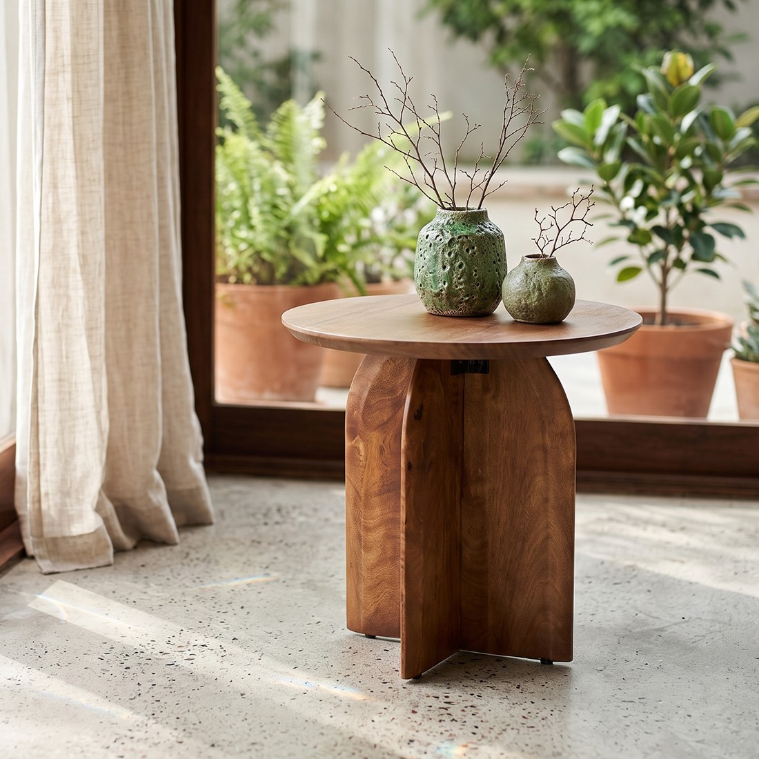 Raw Materials Bullnose Beistelltisch aus Mangoholz Cross Ø 50cm