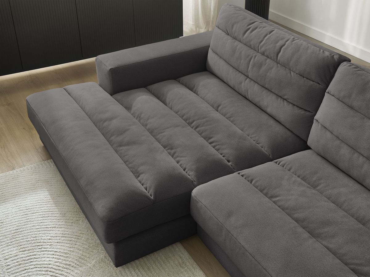 Bobochic Sierra Ecksofa Samt Schwarz Ecke links
