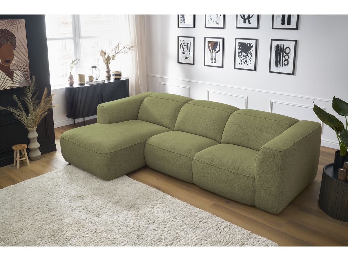 Bobochic William Ecksofa Melange-Stoff Grün Ecke links