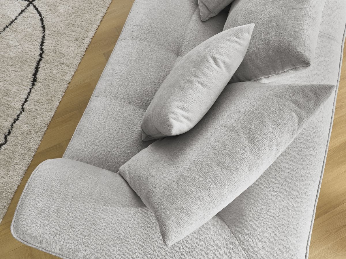 Bobochic Whesley Sofa 3-Sitzer Stoff Hellgrau