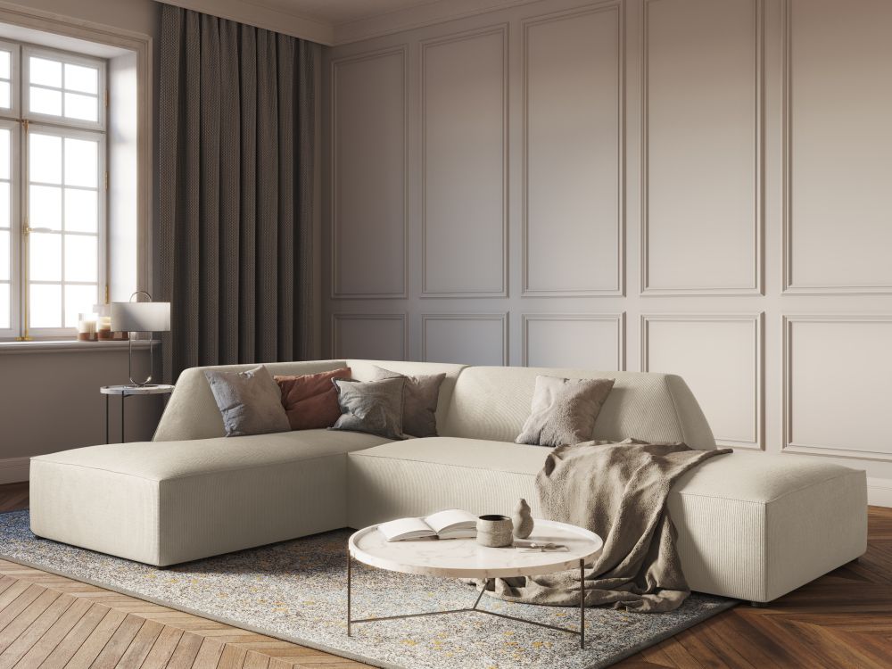 Cosmopolitan Design Ecksofa Siena 4-Sitzer offen Kord Scala Helles Beige Links
