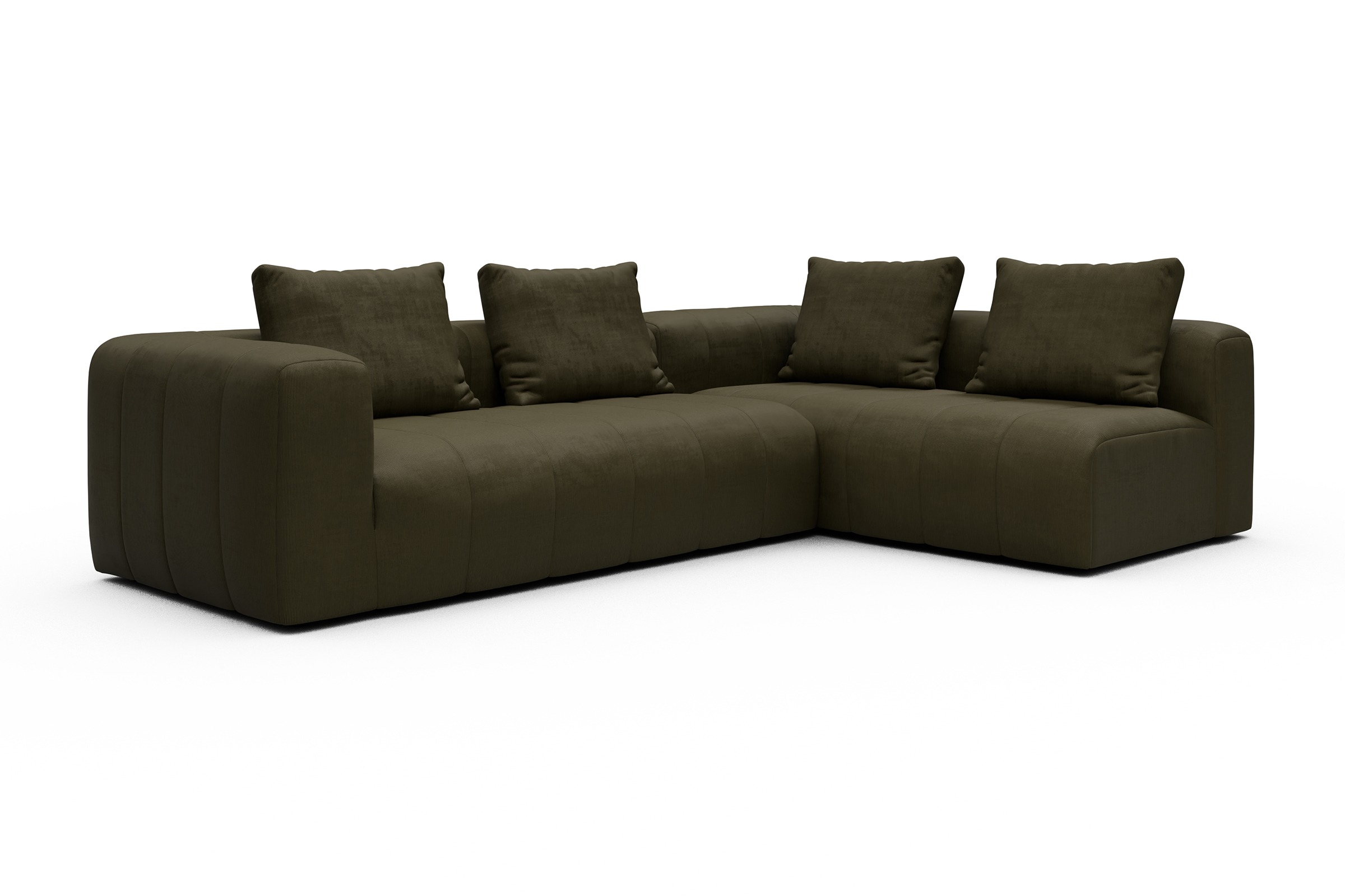 Ecksofa Hugo 2x 2,5-Sitzer Armlehne links Cordufine-Pine-Green