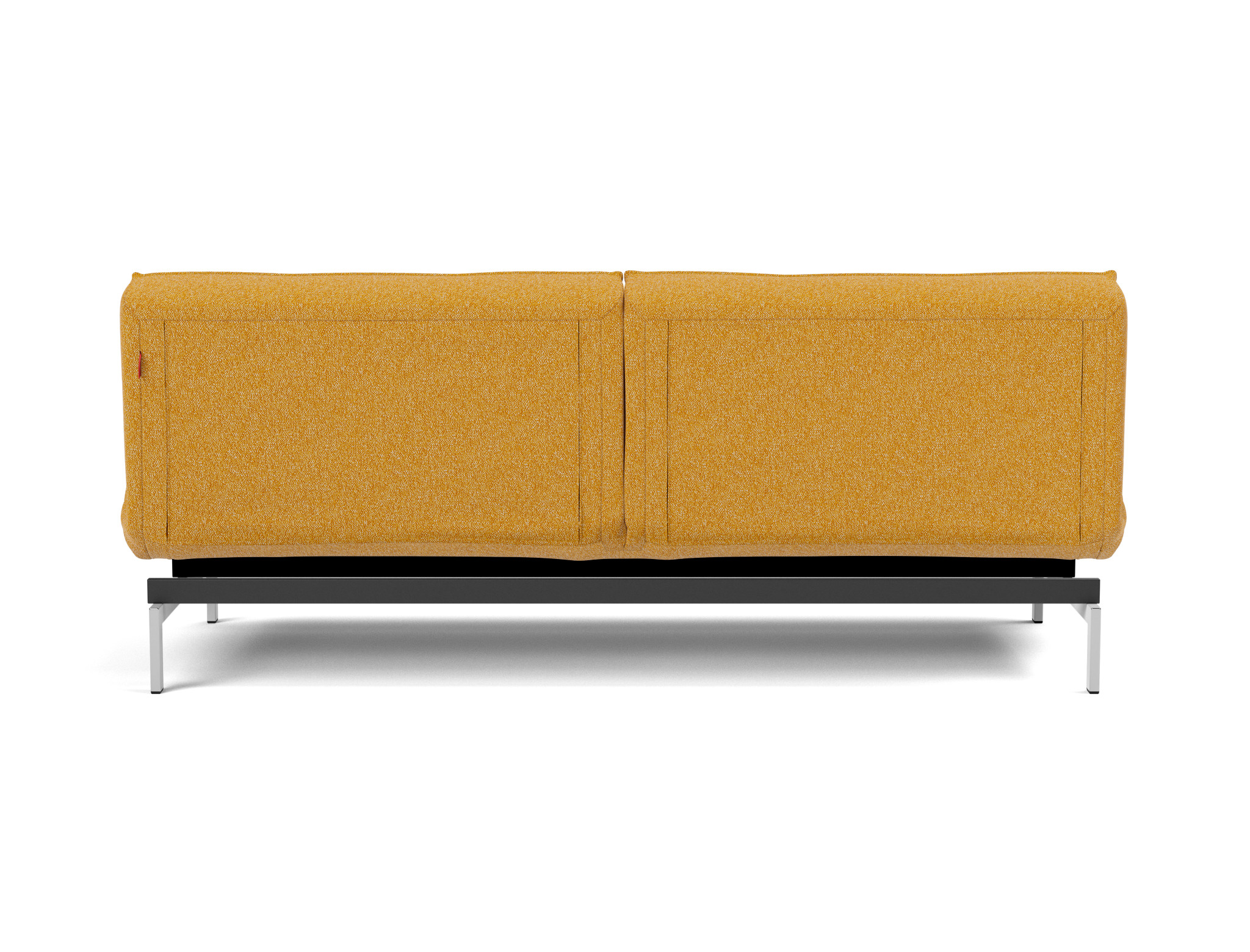 Schlafsofa Splitback Boucle Skandi 536-Ochre Beine Chrom