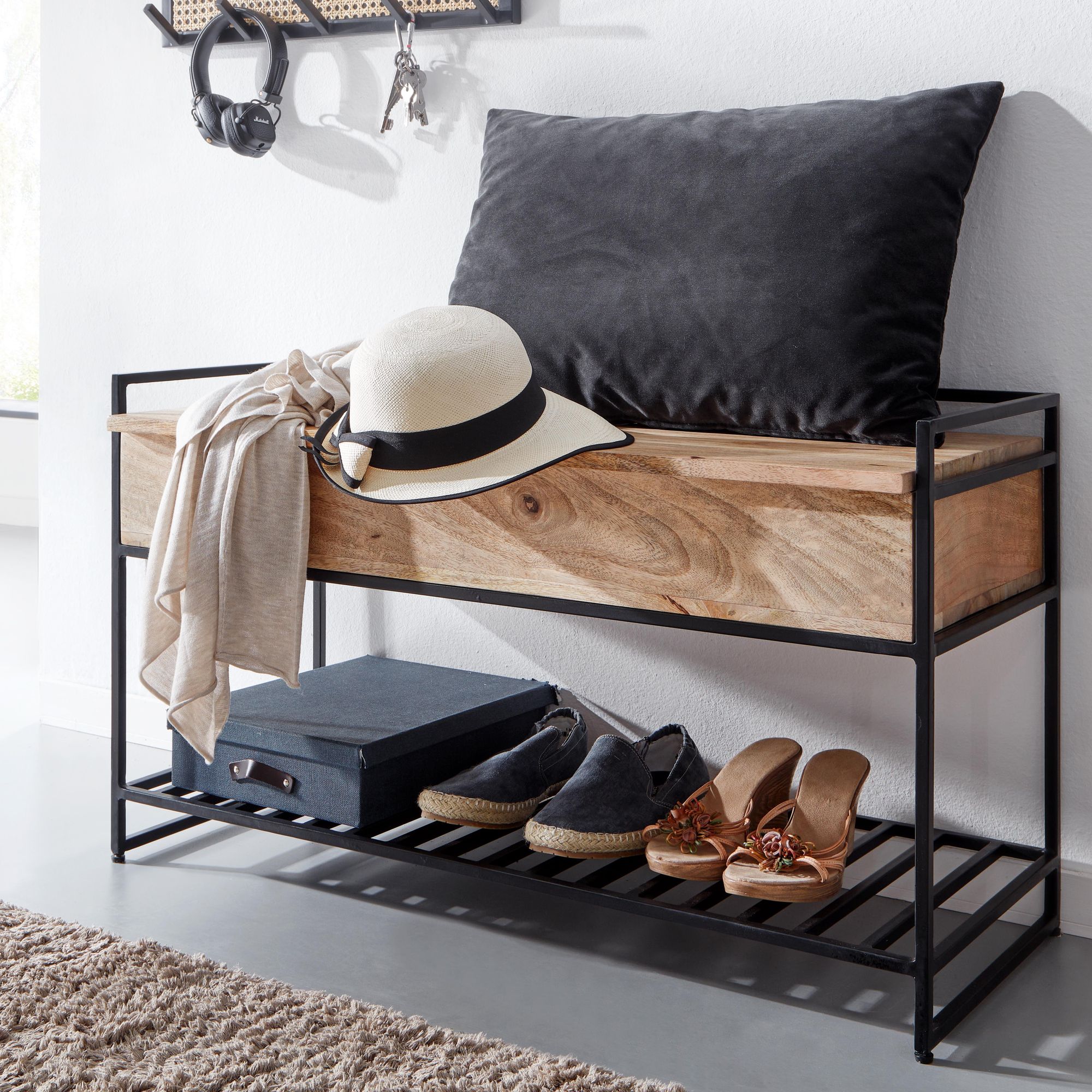 Sitzbank Gimsoy Massivholz Mango 90 × 38 × 52 cm