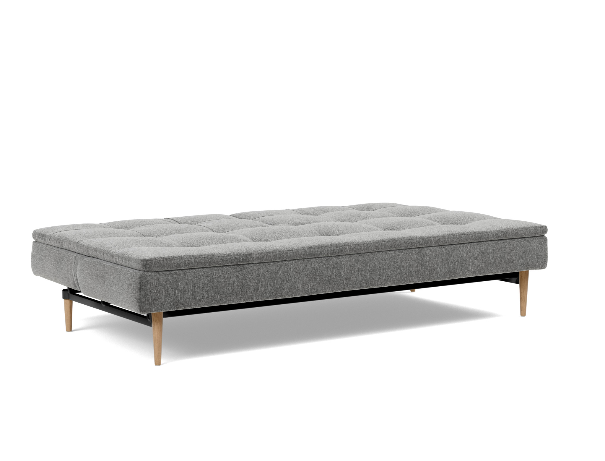 Schlafsofa Dublexo Strukturierter Stoff Twist 563-Charcoal Beine Styletto Eiche hell