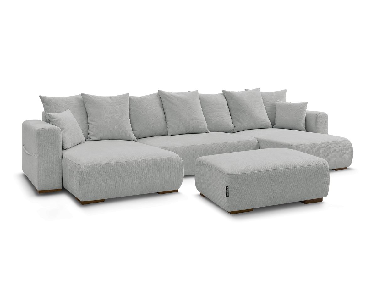 Bobochic Sidonie Wohnlandschaft mit Pouf Melange-Stoff Hellgrau