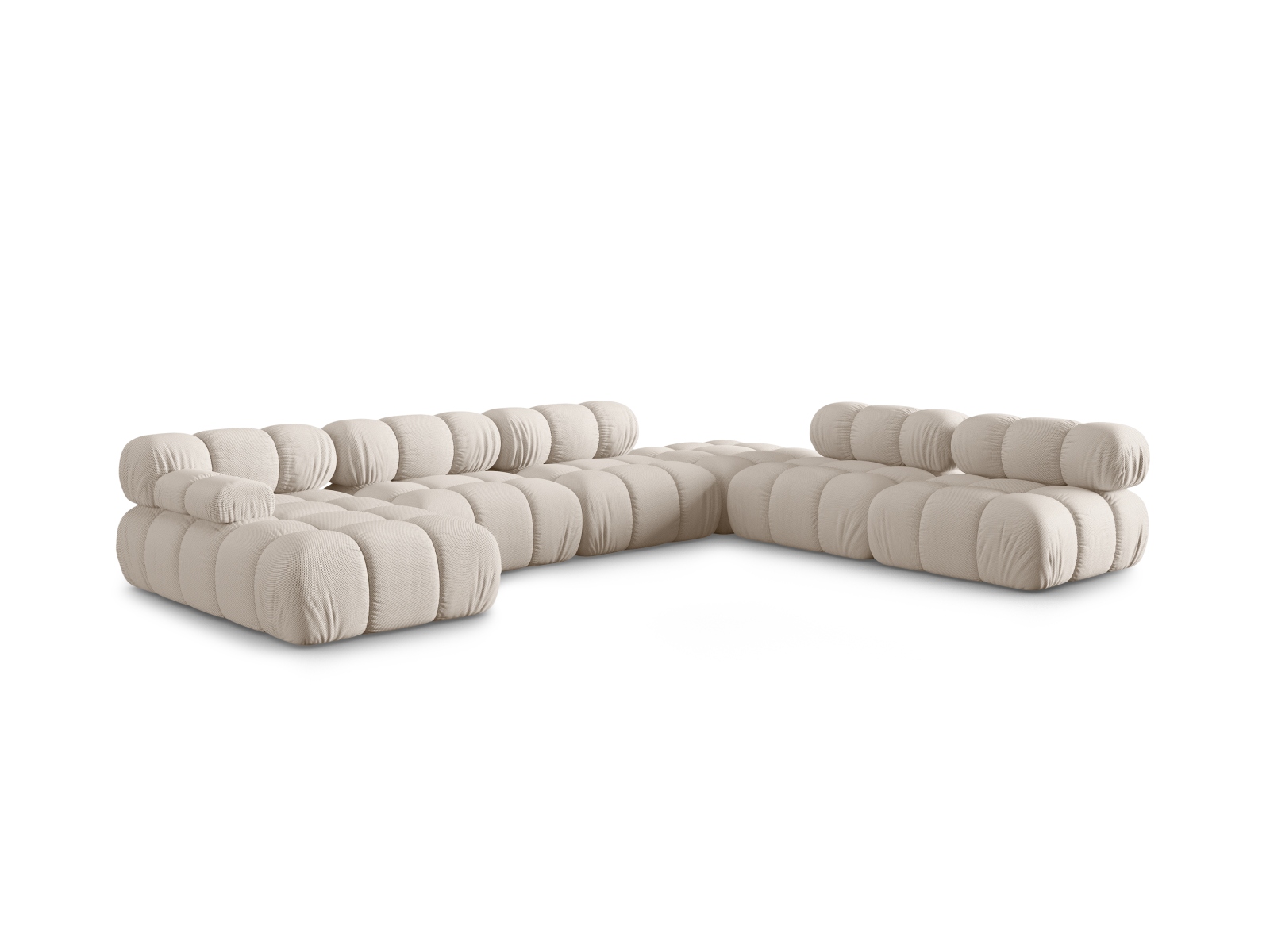 Micadoni Modulares Panorama Ecksofa Bellis 7-Sitzer Rechts 3D-Stoff Sonic Helles Beige