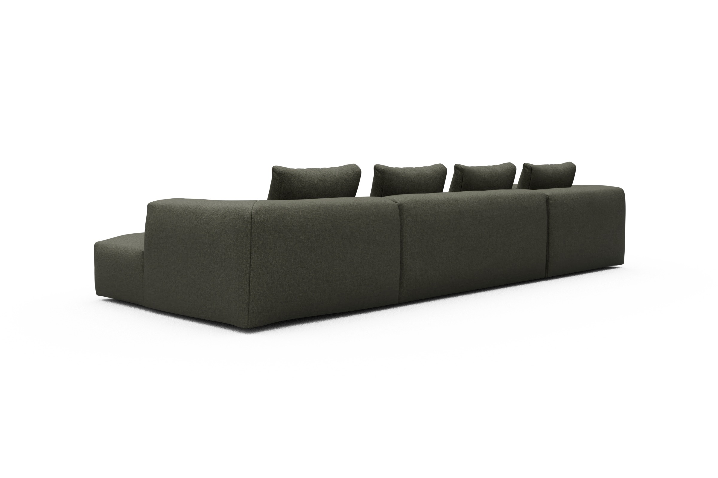 Wohnlandschaft Fred Relax-Ecke links mit 2-Sitzer und Chaiselongue rechts Sama-Winter-Moss