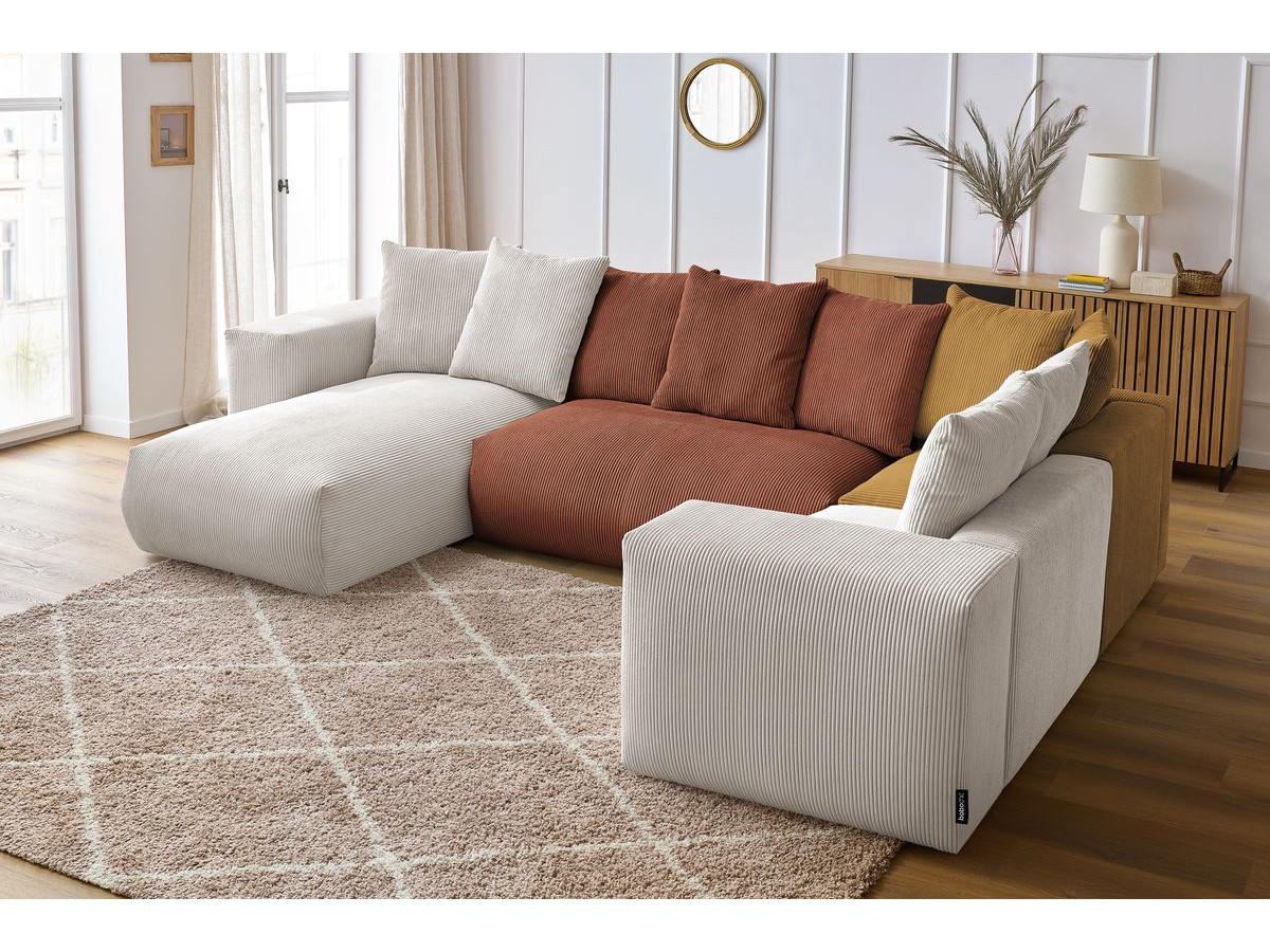 Bobochic Voltaire Wohnlandschaft 356 × 214 cm Cordsamt Mehrfarbig Ecke links