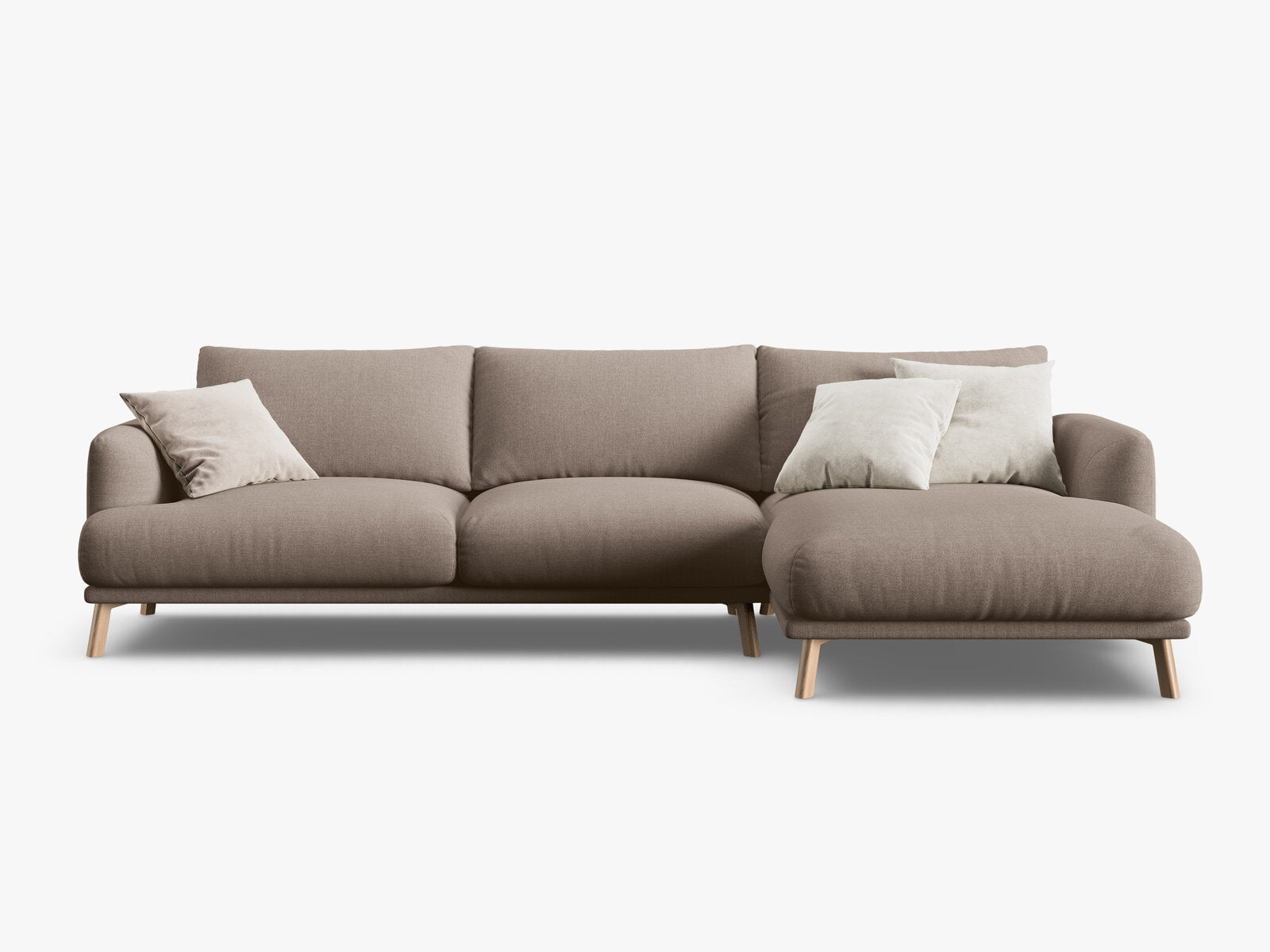 Micadoni Ecksofa Naomi 4-Sitzer Rechts Strukturierter Stoff Liberty Cappuccino