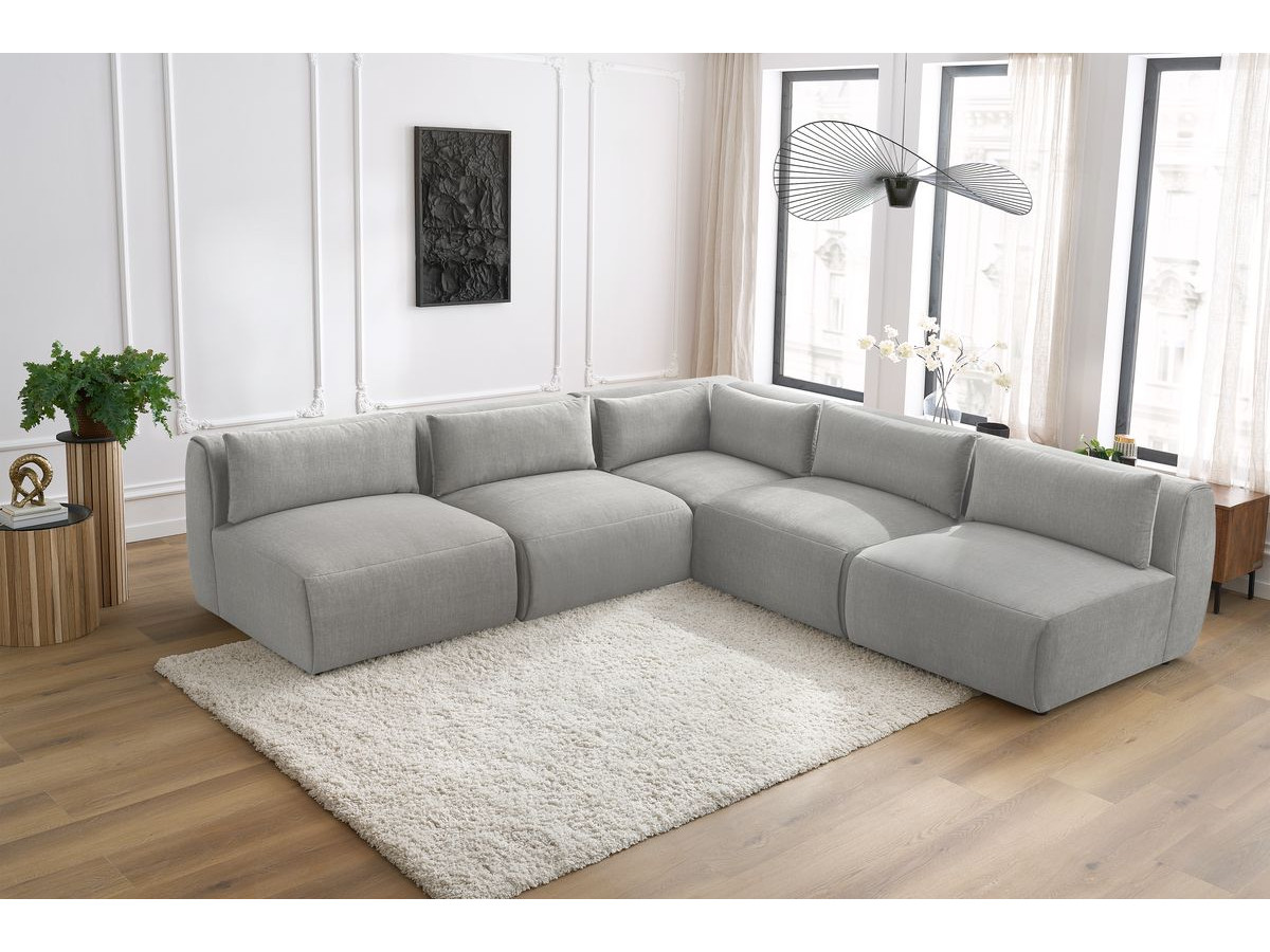 Bobochic Jeanne Ecksofa 299 × 299 cm Samt Hellgrau