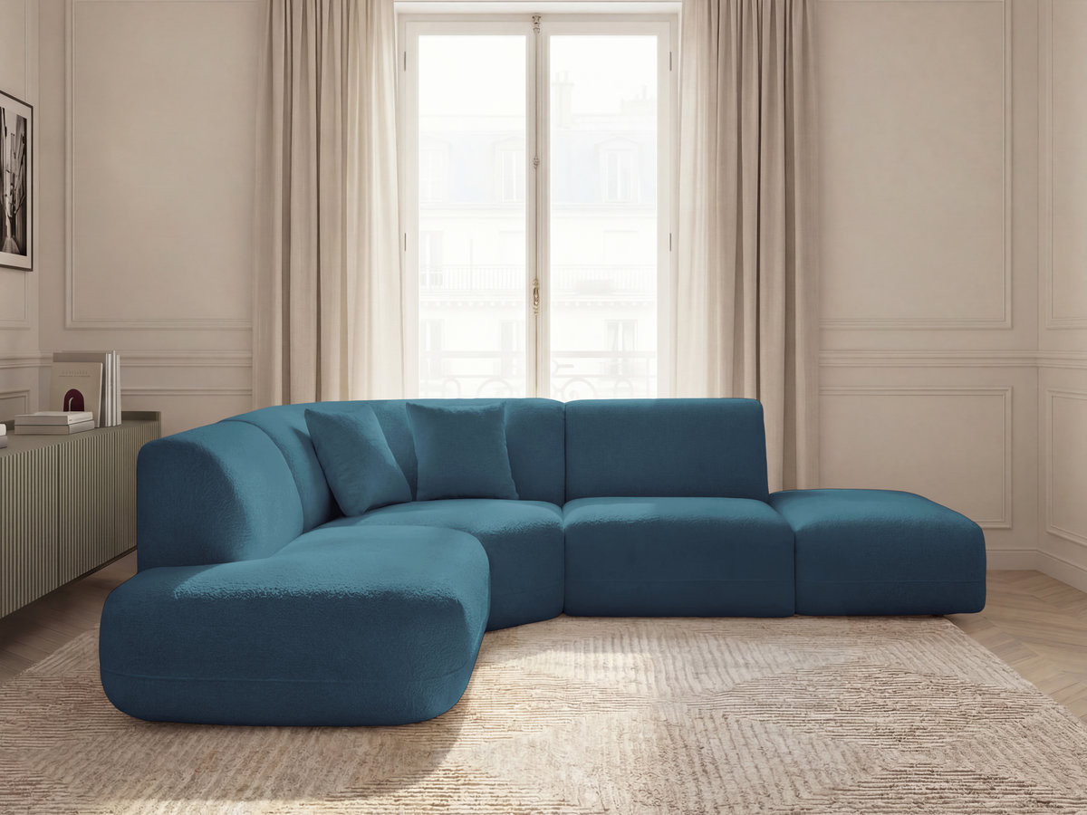 Bobochic Anda Ecksofa 279 × 264 cm Chenille Hellblau Ecke links