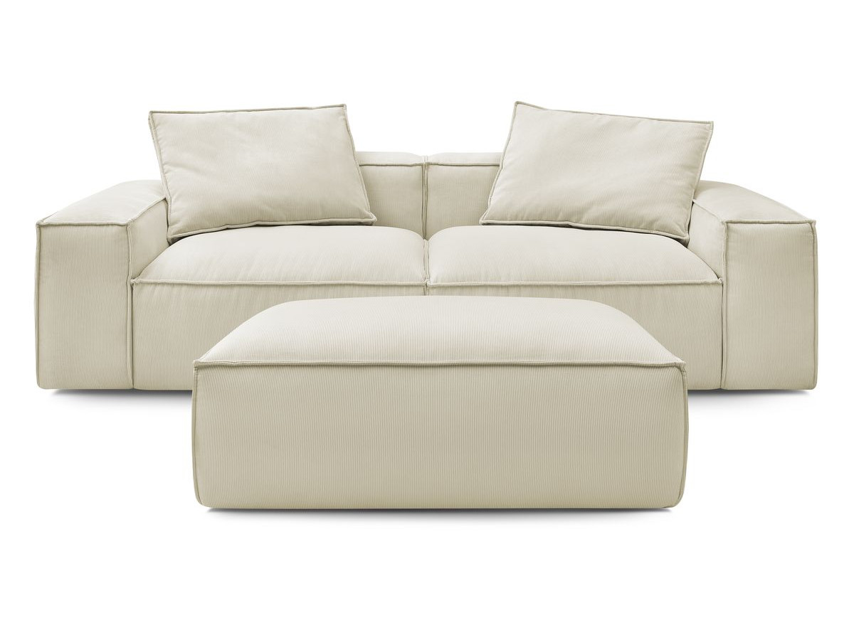 Bobochic Boheme Sofa 4-Sitzer mit Pouf Cordsamt Beige