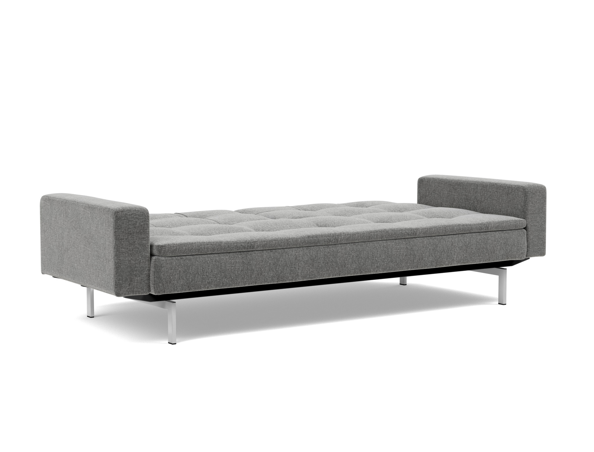 Schlafsofa Dublexo mit Armlehnen Strukturierter Stoff Twist 563-Charcoal Beine Chrom
