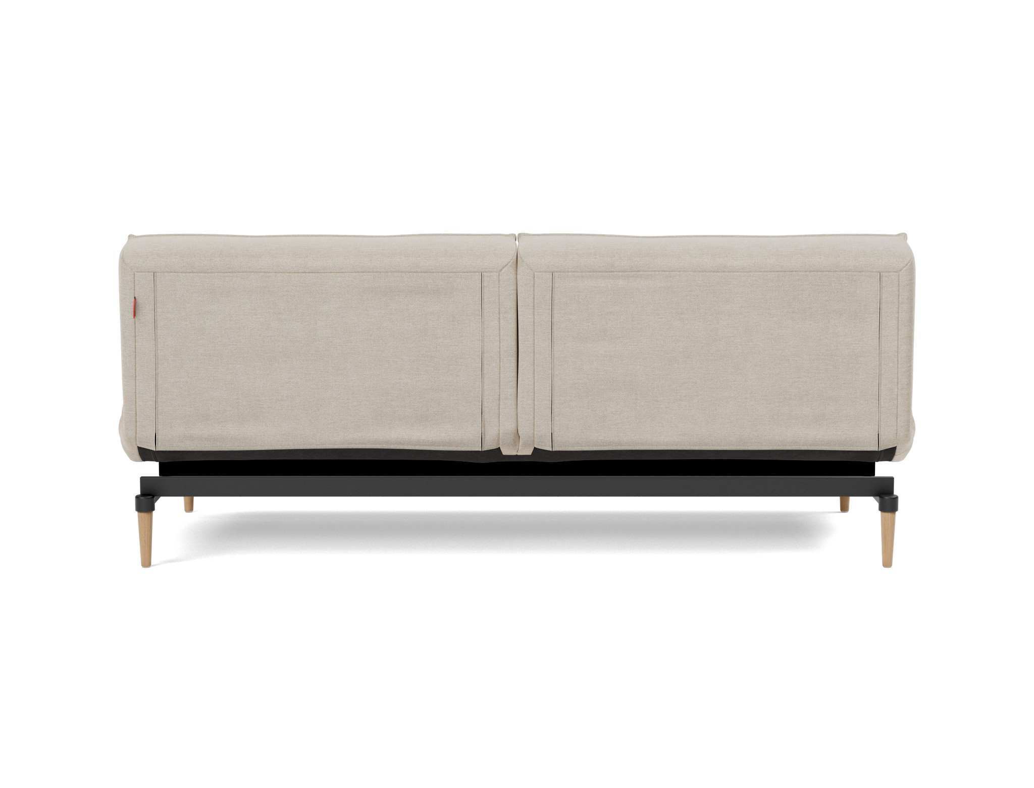 Schlafsofa Splitback Flachgewebe Phobos 586-Latte Beine Styletto Eiche hell