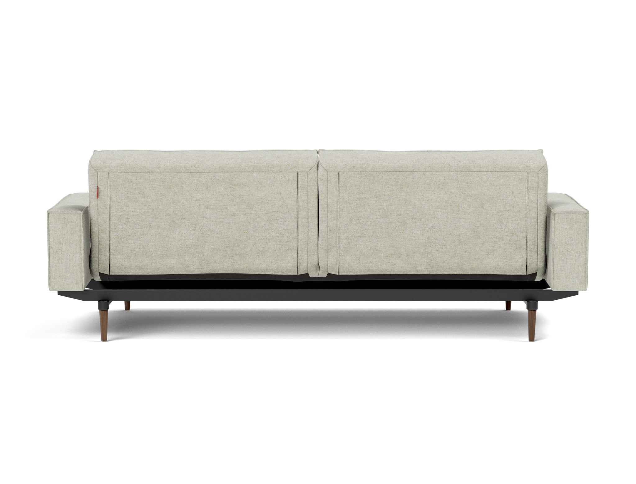 Schlafsofa Splitback mit Armlehnen Flachgewebe Avella 280-Sand Beine Styletto Eiche dunkel
