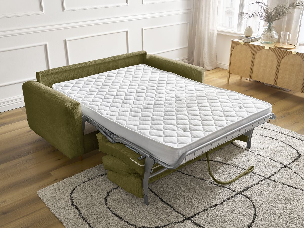 Bobochic Cocoone Schlafsofa 3-Sitzer Strukturstoff Grün, Liegefläche 160 × 200 cm