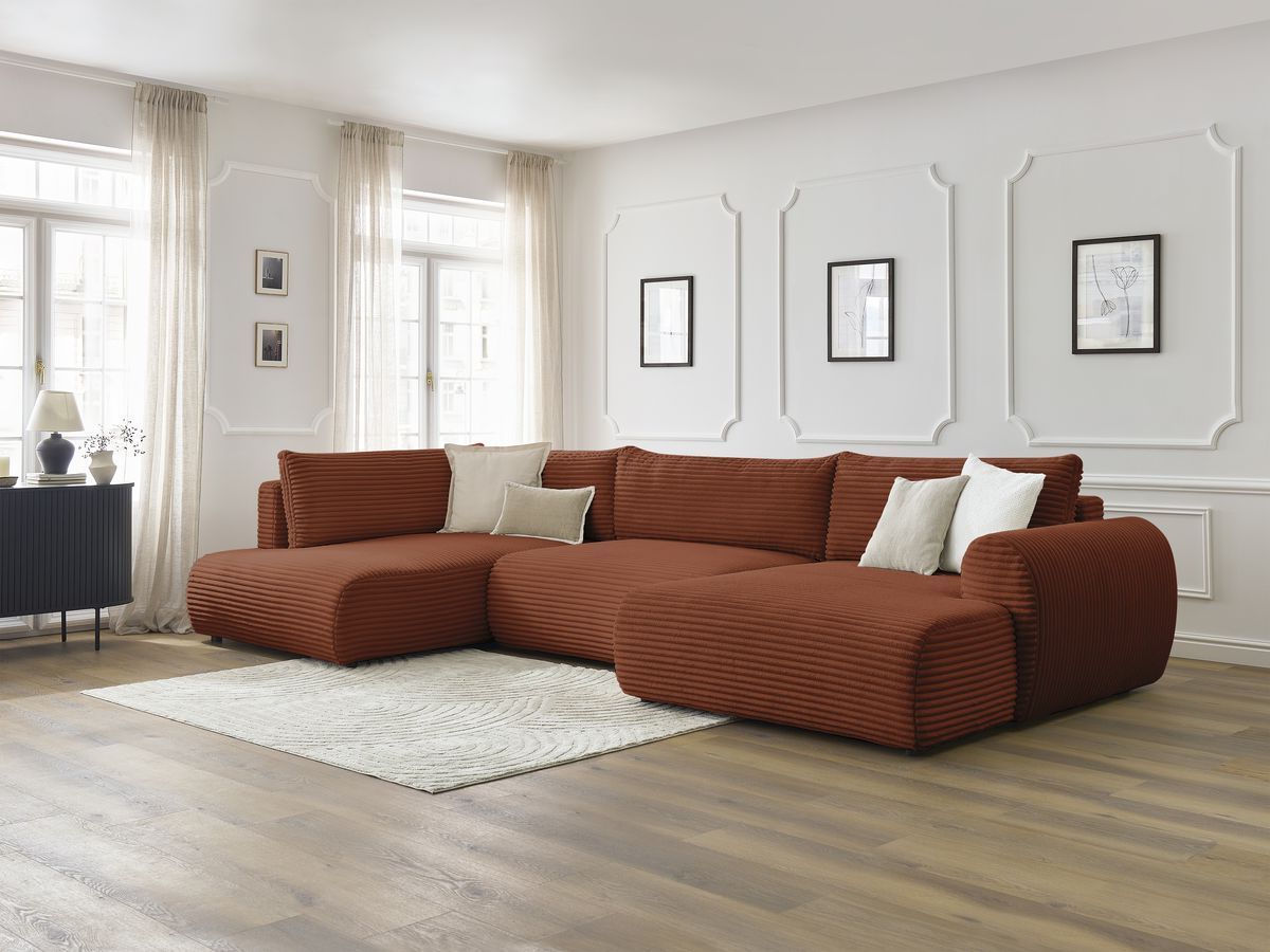 Bobochic Lucien Wohnlandschaft Breitcord weich Orange Ecke rechts