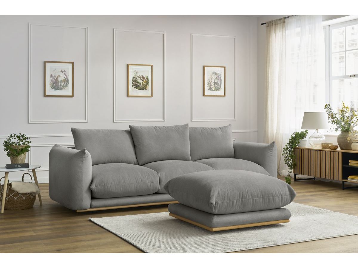 Bobochic Ernest Sofa 4-Sitzer mit Pouf Stoff Dunkelgrau