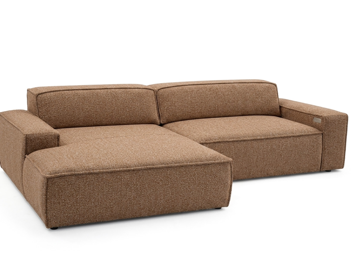 Bobochic Abel Ecksofa mit Schlaffunktion Melange-Stoff Orange Ecke links