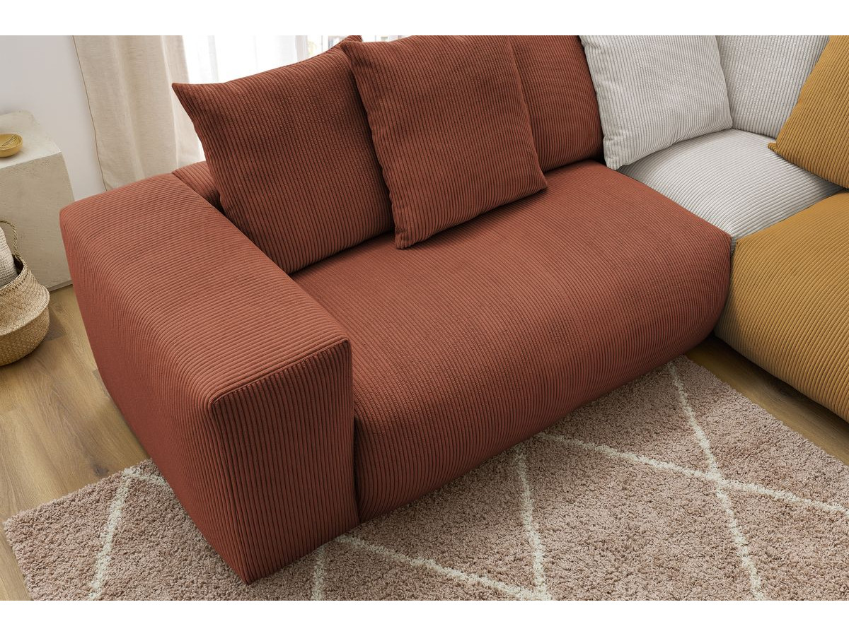 Bobochic Voltaire Ecksofa mit Pouf 322 × 268 cm Cordsamt Mehrfarbig Ecke links