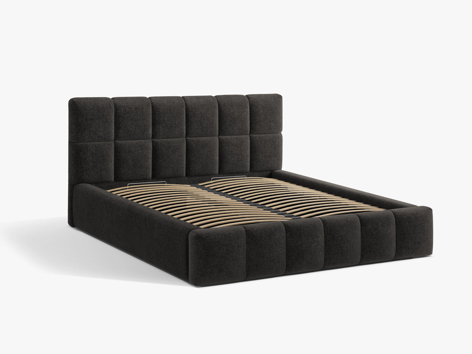 Micadoni Stauraumbett mit Kopfteil Bellis Chenille Eden Anthrazit 160x200